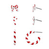 Wintertime Set of 3 Decorative Enamel Candy Cane Christmas Holiday Stud Earrings