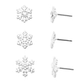 Christmastime Set of 3 Decorative Winter Snowflake Holiday Stud Earrings