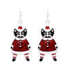 Colorful Glitter Epoxy Christmas Holiday Santa Cat Dangle Earrings, 1.5"