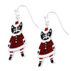 Colorful Glitter Epoxy Christmas Holiday Santa Cat Dangle Earrings, 1.5"