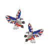Unique USA Red White and Blue Decorative Seed Bead Patriotic Eagle Dangle Earrings, 2.75" (Fish Wire Hook)