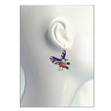 Unique USA Red White and Blue Decorative Seed Bead Patriotic Eagle Dangle Earrings, 2.75