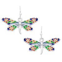 Magical Dragonfly Enamel Dangle Earrings, 1"