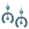Cowgirl Chic Western Style Turquoise Howlite Squash Blossom Dangle Earrings, 2.5"