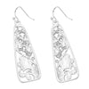 Tailored Geometric Scroll with Crystal Accents Dangle Earrings, 2" (Black)