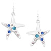 Beautiful Polished Silver Tone With Crystal Accents Sea Creature Starfish Dangle Earrings, 1.50"