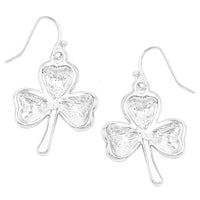 Lucky Shamrock 3 Leaf Clover St Patrick's Day Enamel Dangle Earrings, 1.37"