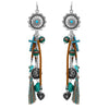 Extra Long Wild Western Concho With Vegan Leather Cords And Cross Tassel Howlite Stone Charms Shoulder Duster Earrings, 4.75"