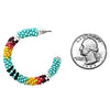 Colorful Western Inspired Bohemian Seed Bead Hoop Earrings (1.5" Post Back, Turquoise)