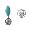 Burnished Silver Tone Western Concho With Howlite Stone Hypoallergenic Post Back Earrings, 2.25" (Turquoise Blue)