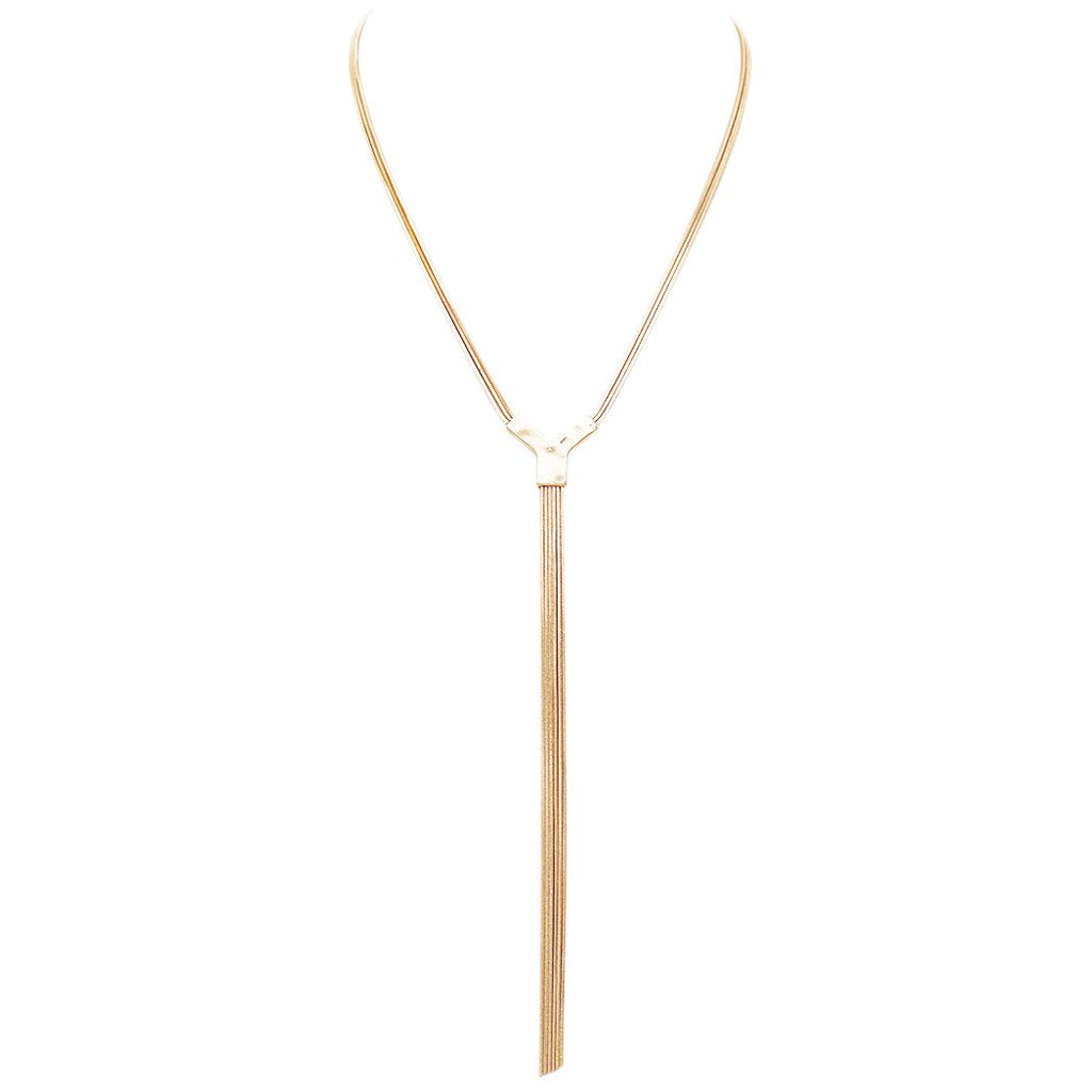 Triple Strand Snake Chain Statement Y Necklace