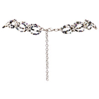 Stunning Circular Pattern Seed Bead Collar Necklace (Black/White/Silver)