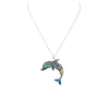 Colorful Extra Long Mosaic Enamel Dolphin Pendant Necklace, 18" to 21" with 3" Extender