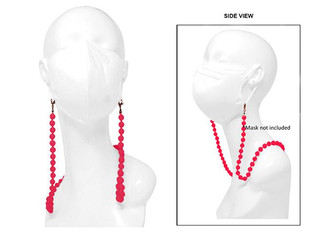 Silicone Beads Fashion Face Mask Holder Strap Necklace Lanyard, 30" (Red)