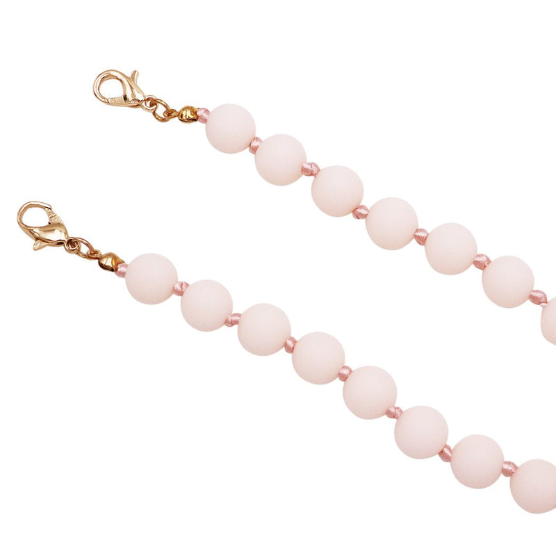 Silicone Beads Fashion Face Mask Holder Strap Necklace Lanyard, 30" (Glow Light Pink)