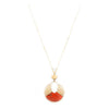 Stunning Matte Gold Tone Filigree And Cork Cutout Disk Necklace, 32"-35" with 3" Extender (Coral Orange)