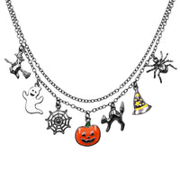 Spooktacularly Fun Halloween Charms Double Chain Necklace, 18"+3" Extender