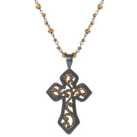 Stunning Vintage Vibes Crystal Rhinestone Christian Passion Cross Pendant Necklace, 18"+3" Extender