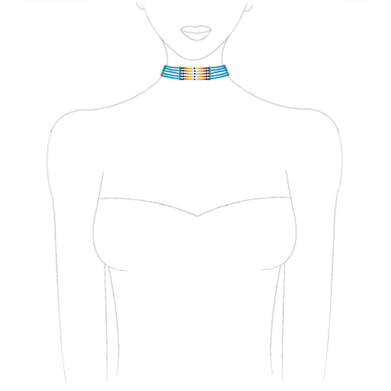 Statement Chic Western Seed Bead Choker Necklace, 12"+ 3" Extender