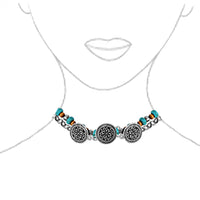 Cowgirl Chic Statement Western Double Strand Charm And Bead Choker Necklace, 12"+ 3" Extension