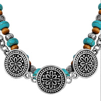 Cowgirl Chic Statement Western Double Strand Charm And Bead Choker Necklace, 12"+ 3" Extension