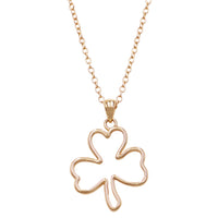 Lucky St Patrick's Day Gold Tone Irish Shamrock Outline Pendant Necklace, 18"+ 3" Extender