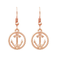 Anchor Charm with Tassel Two Tone Long Pendant Necklace and Earring Set