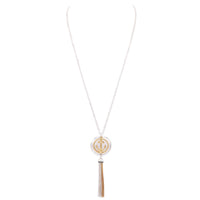 Anchor Charm with Tassel Two Tone Long Pendant Necklace and Earring Set