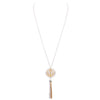 Anchor Charm with Tassel Two Tone Long Pendant Necklace and Earring Set