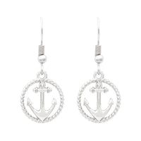 Anchor Charm with Tassel Two Tone Long Pendant Necklace and Earring Set