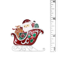 Colorful Glitter Enamel Christmas Holiday Brooch, 2" (Santa's Sleigh)