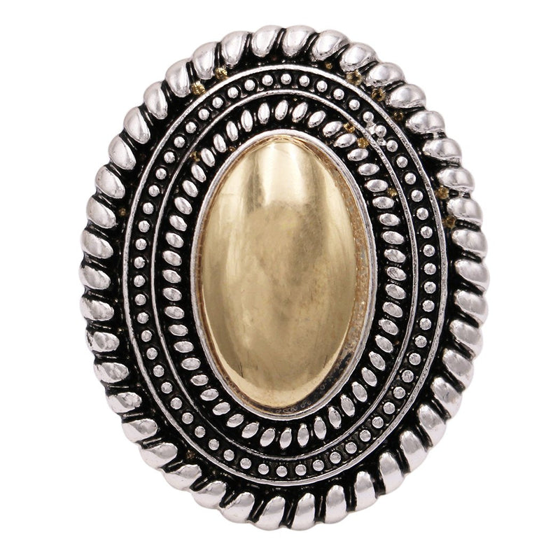 Western Style Burnished Silver Concho Stretch Ring