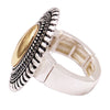 Western Style Burnished Silver Concho Stretch Ring