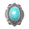 Western Style Semi Precious Natural Howlite Turquoise Stone Concho Stretch Cocktail Ring (Large Rope Concho Frame)