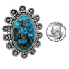 Statement Size Western Bohemian Semi Precious Oval Turquoise Howlite Stone Adjustable Stretch Ring, 2.5"