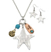 Starfish Charm Beach Pendant Long Necklace Earrings Set