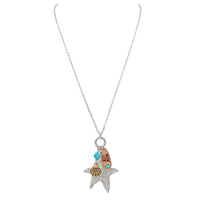 Starfish Charm Beach Pendant Long Necklace Earrings Set