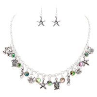 Whimsical Abalone Sea Life Charms Necklace and Earring Set