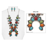 Statement Western Howlite Squash Blossom Necklace Earrings Set, 27