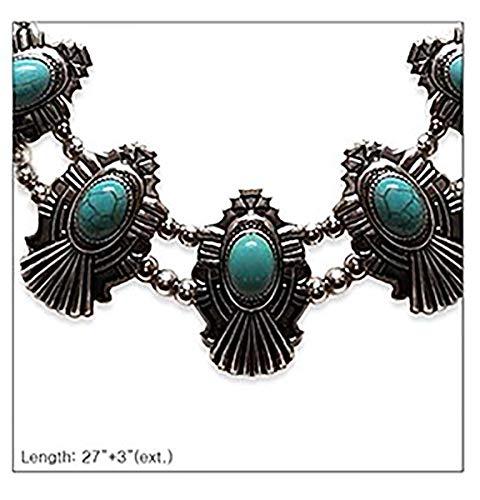 Unique South Western Turquoise Howlite Squash Blossom Necklace Earrings Set, 27"-30" with 3" Extension