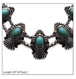 Unique South Western Turquoise Howlite Squash Blossom Necklace Earrings Set, 27