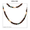 Extra Long Chic Western Metallic Bead Statement Necklace Earrings Set, 60" + 3" Extender (Metallic Copper With Turquoise Beads)