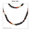 Extra Long Chic Western Metallic Bead Statement Necklace Earrings Set, 60" + 3" Extender (Metallic Gunmetal Silver With Multicolored Beads)