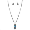Cowgirl Glamor Western Style Turquoise Natural Howlite Stone Statement Necklace Earrings Gift Set, 24"+3" Extender