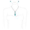 Stunning Western Semi Precious Turquoise Howlite Stone Y-Drop Pendant Necklace Earring Set, 18"+3" Extender