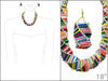 Statement Geometric Rainbow Seed Bead Necklace And Earrings Gift Set, 18"+ 3" Extender