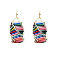 Statement Geometric Rainbow Seed Bead Necklace And Earrings Gift Set, 18"+ 3" Extender