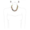 Statement Geometric Rainbow Seed Bead Necklace And Earrings Gift Set, 18"+ 3" Extender