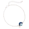 Take Me to The Beach Pearl and Enamel Charm Ankle Bracelet (Blue Shell)