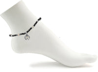 Cowgirl Glam Western Squash Blossom Charm Metallic Bead Ankle Bracelet Anklet, 9"+2" Extender (Natural White Howlite)